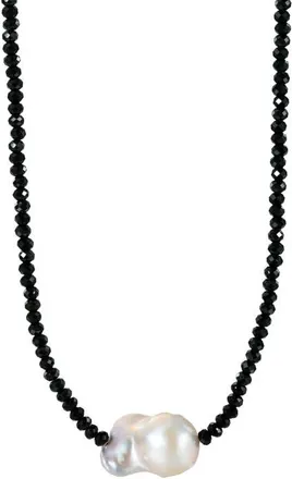 st. Moran Black Spinel and Baroque Freshwater Pearl Short Necklace in Black/white at Nordstrom