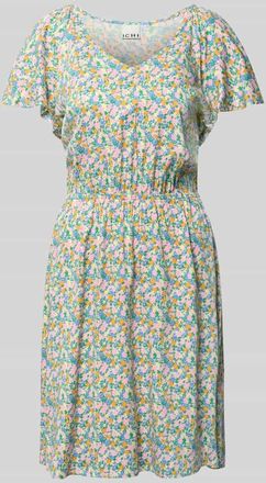 Ichi Minikleid aus Viskose-Mix mit floralem Allover-Print Modell Aya in Hellblau, Gr&ouml;&szlig;e 34