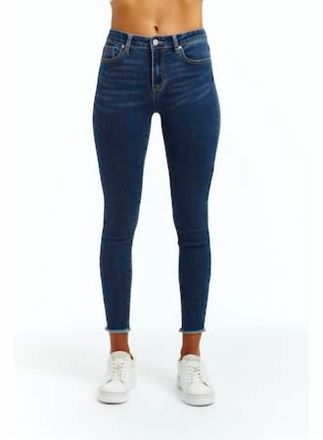 Tractr High Rise Fray Hem Skinny Jeans In Grey