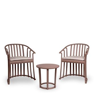 Resol Set 2+1 Sillas Con Brazos-coj&iacute;n-mesa Interior, Exterior Chocolate Raff Resol