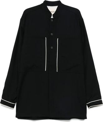 Mordecai Giacca-camicia in lana vergine con tasche - Nero