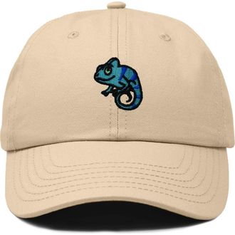Dalix Chameleon Embroidered Dad Hat in Khaki at Nordstrom