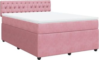 vidaXL Vidaxl - Cama Box Spring Con Colch&oacute;n Terciopelo Rosa 160x200 Cm