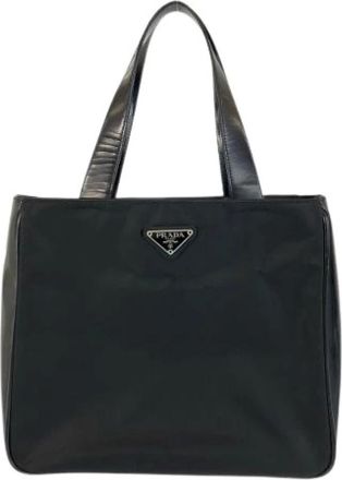 Prada Pre-owned Tote Bags, female, Black, Size: ONE SIZE Pre-owned Nylon Tote Bag
