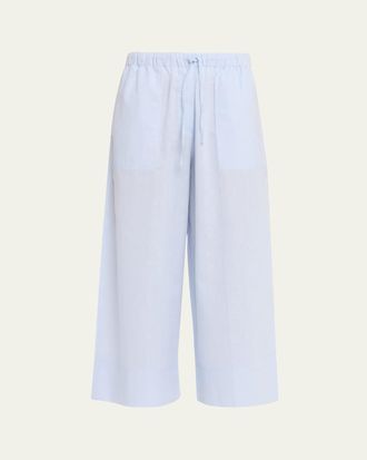 Toteme Cotton-Linen Wide-Leg Drawstring Summer Trousers