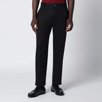 Santaniello Black cotton and linen trousers