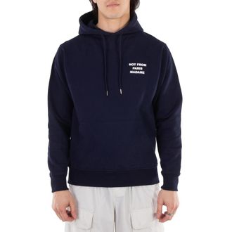 パーカー・フーディ DROLE DE MONSIEUR Blue Hoodie with Logo in Cotton Man Blue Cotton Slogan Hoodie
