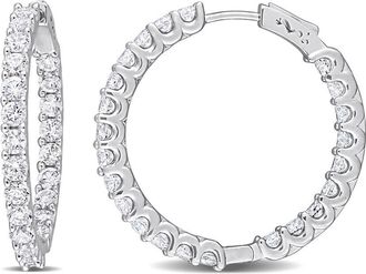 Amour 6 7/8 CT TGW Created White Sapphire Inside-outside Hoop Earrings In Sterling Silver