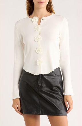 Elodie Rosette Bell Sleeve Sweater in Off White at Nordstrom Rack, Size Large