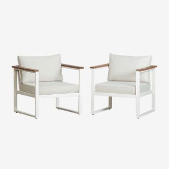 Sklum Sklum - Pack De 2 Sillones De Jard&iacute;n En Aluminio Y Madera De Acacia Lipov