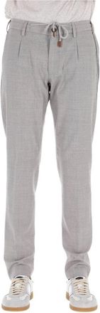 Eleventy Taps toelopende broek met trekkoord in de taille - Heren - Slim Fit Broeken - Grijs - W33 - Wol - Broeken