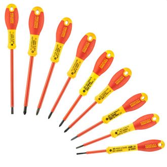 Stanley Jeu De 10 Tournevis - Stanley Fatmax - Fmht62573-0 - Isol&eacute;s 1000v - Electricien + Phillips + Pozidriv + Testeur