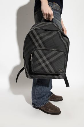Burberry Grid Backpack, Mens, Grey
