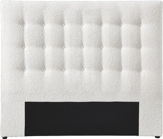Vente-Unique Cabecero capiton&eacute; 160 cm - Tela boucl&eacute; - Blanco - FRANCESCO