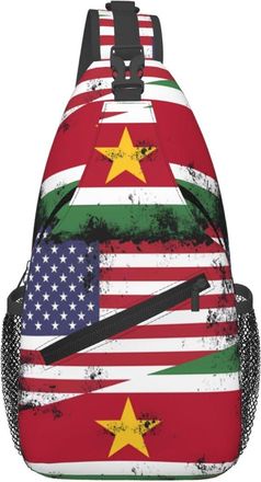 Generic Vintage Half Suriname Surinamese American Flag Crossbody Bag Adjustable Cross Body Bag Trendy Crossbody Bags For Cycling Shopping Casual