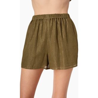 Cami NYC Riviera Metallic Chiffon Shorts in Grove at Nordstrom, Size Xx-Small