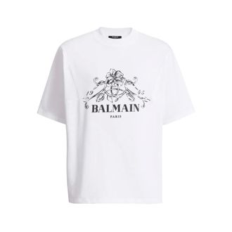 Balmain T-Shirts, male, White, Size: 2XL Vine Logo T-shirt