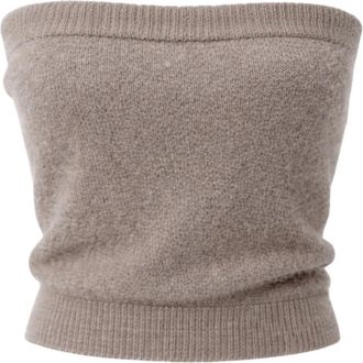 Americandreams Tessi Bandeau Alpaca Top - Dames - Tops zonder mouwen - Beige - M - Wol - Tops