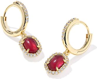 Kendra Scott Womens Daphne Crystal Frame Huggie Earrings In Gold / Dark Burgundy Illusion