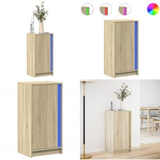 vidaXL Credenza con LED Rovere Sonoma 42,5x34x85 cm Legno Multistrato - Credenza moderna - Credenza con luci RGB