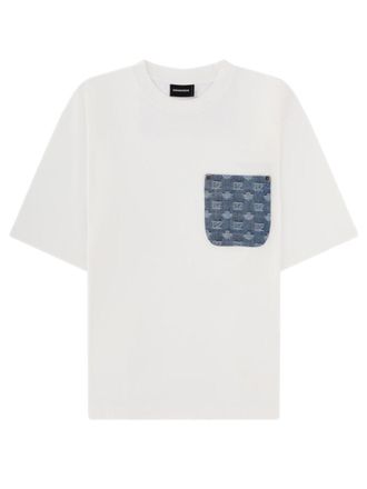 Dsquared2 Neutrals Blue Denim Pocket T-Shirt