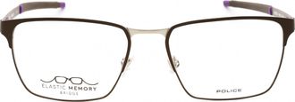 Police VPLG79 Rectangular Metal Frame Eyeglasses - Brown