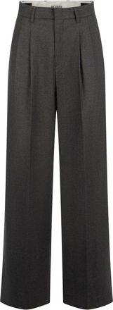 Rossi Bundfaltenhose High Waist - Dames - Wijde Broeken - Grijs - S - Wol - Broeken