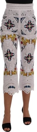 Dolce & Gabbana Majolica Geborduurde Capri Broek - Dames - Vrijetijds broeken - Veelkleurig - S - Broeken
