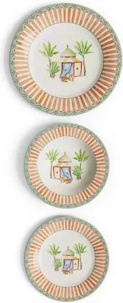 Lisa Corti Porcelain Set Plate of 3 Sariska Orange