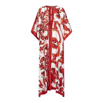 Dolce & Gabbana Majolica-print Kaftan Dress - female - Dolce & Gabbana - Maxi Dresses - Red - M - Dresses