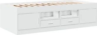 vidaXL Daybed with Drawers without Mattress White 90x190 cm Single Vidaxl