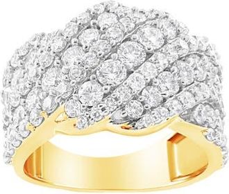 House of Brilliance 10K Gold 3.00 Ctw Diamond Multi Row Cluster Band Ring in Yellow Gold at Nordstrom, Size 6
