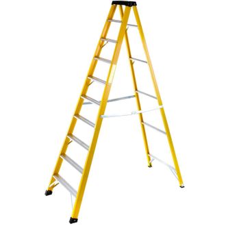 Loops 1.7m FIBREGLASS Swingback Step Ladders 10 Tread Professional Lightweight Steps