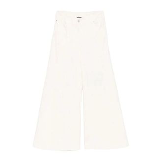 Brunello Cucinelli Pantalones Anchos de Denim Te&ntilde;ido - Trousers - Mujer - Blanco - XS