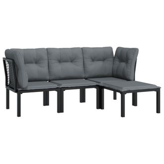 vidaXL Set De Muebles De Jard&iacute;n 4 Piezas Rat&aacute;n Sint&eacute;tico Negro Y Gris Vidaxl
