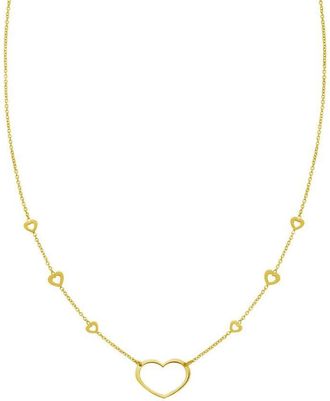 Tresorra 14K Yellow Gold Open Heart Station Necklace