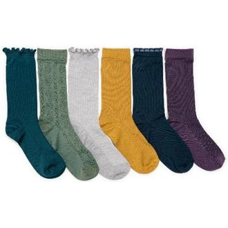 Muk Luks Whisper Soft Crew Socks 6 Pair Pack in Cool Multi at Nordstrom