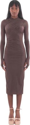 Aniye By Scandal Midi-jurk met overslag - Dames - Casual kleedjes - Bruin - L - Polyester - Kleedjes
