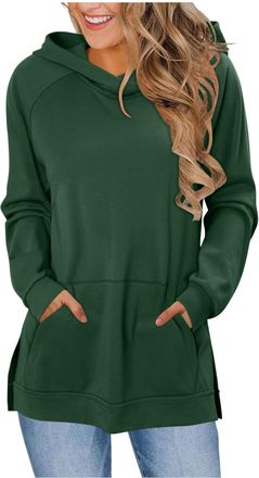 Generic Ladies Tops Solid O-Neck Shirt Clothes with Side Split Hem and Womens Regular Fit Longsleeve T Shirts Blouses Y2K Top for Daily Wear Work Outdoor Trav