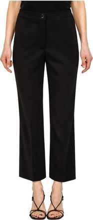 Patrizia Pepe Capri Broek - Dames - Straight fit broeken - Zwart - L - Leer - Broeken