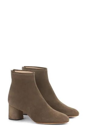 AGL Olga Water Resistant Velour Ankle Boot with Heel in Taupe at Nordstrom, Size 35.5