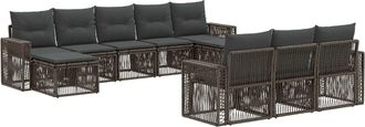 vidaXL Conjunto De Sof&aacute;s De Jard&iacute;n 10 Uds. Gris Y Gris Oscuro Vidaxl