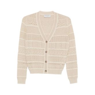 Ermanno Scervino Cardigans, female, Beige, Size: M V-neck Button Cardigan