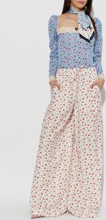 Dolce & Gabbana Silk Top With Lace Trim, Womens, Blue