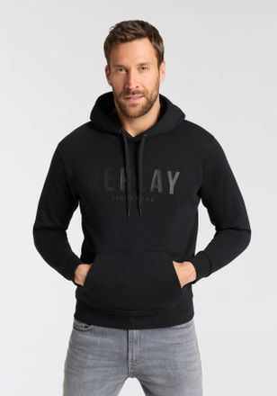 Replay Hoodie REPLAY, Herren, Gr. XXL, schwarz, Sweatware, Obermaterial: 100% Baumwolle, regular fit normal, ohne Ausschnitt, elastischer Bund, Sweatshirts H