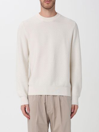 HUGO BOSS Pure Cotton Crewneck Jumper with Dropped Shoulders and Ribbed Trims
