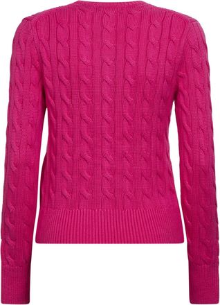Polo Ralph Lauren Womens Accent Pink Cable-Knit Cardigan Fuchsia Cotton Cardigans Sweater