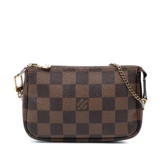 Louis Vuitton Pre-owned Womens Damier Ebene Mini Pochette Accessoires - Dark Brown Textile - One Size