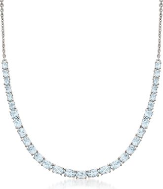 Ross-Simons Aquamarine Graduated Collar Necklace in Sterling Silver