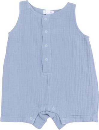 Angel Dear Sleeveless Organic Cotton Gauze Romper in Blue at Nordstrom, Size 3-6M